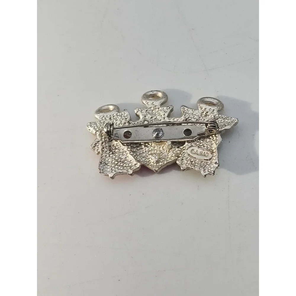 Vintage AJMC Signed Believe Angels‎ Enamel Silver Tone Brooch pin